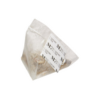 Tea bag with 'M21' label on a white background