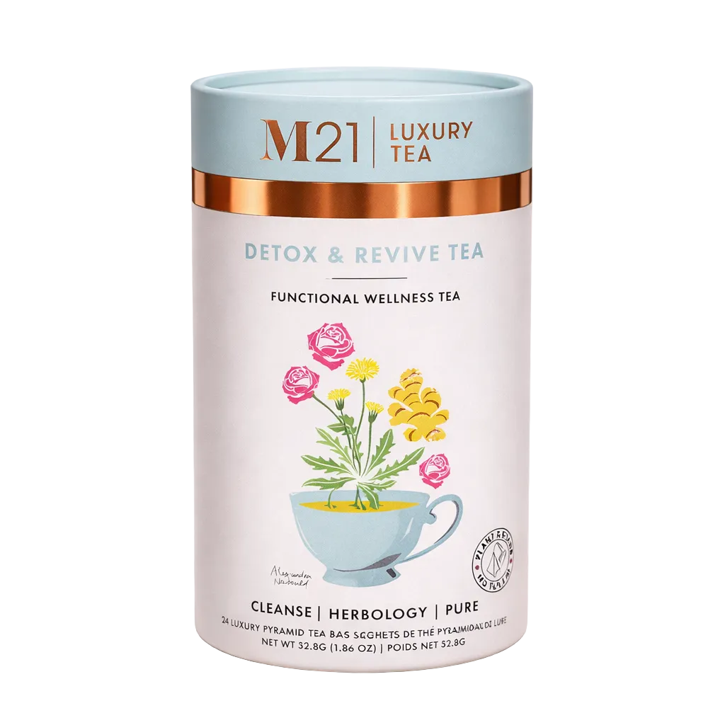 M21 Luxury Tea canister for Detox & Revive Tea on a white background