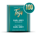 Tea package for Tega Organic Tea Earl Grey Rooibos with 100 sachets on a white background