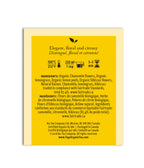 Yellow label with tea brewing instructions and ingredient list on a white background