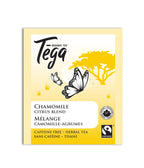 Tega Organic Tea package with chamomile citrus blend on a white background