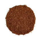 Round piece of brown material on a white background