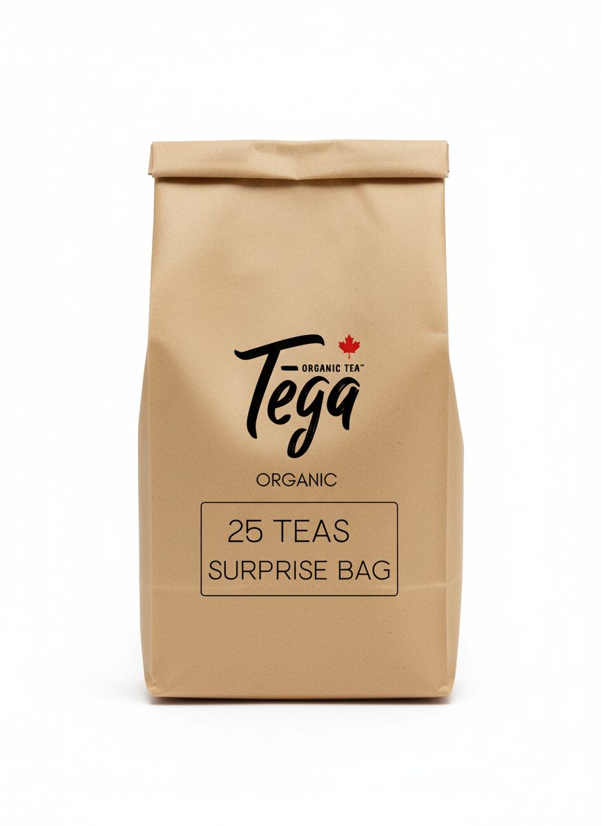 Tega Organic Tea package on a white background