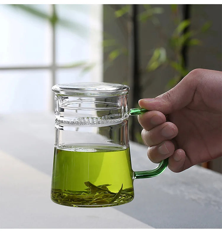 Heat-Resistant Glass Teacup with Filter