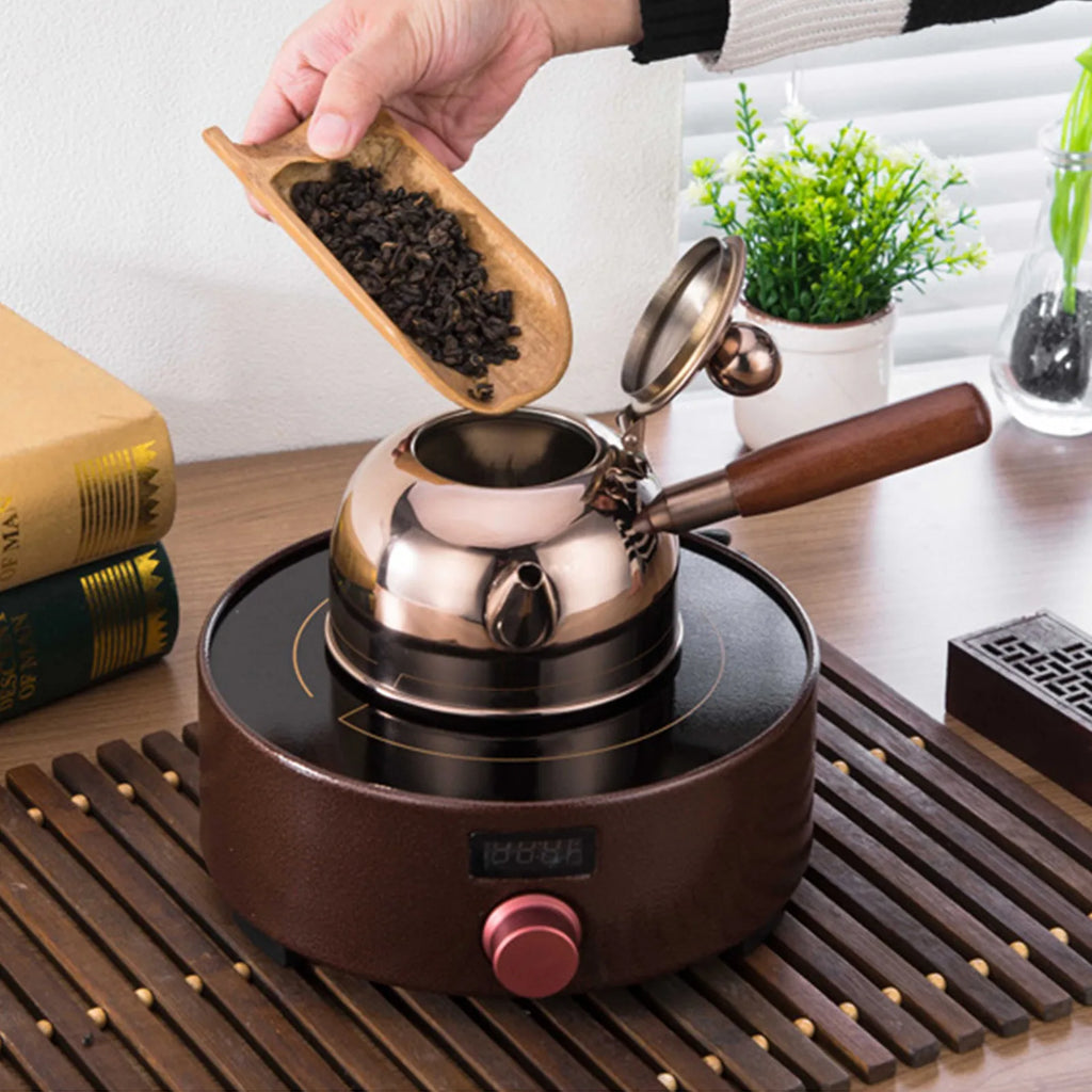 Stainless Steel Gongfu Tea Kettle With Induction Cooker Flat Bottom Pot
