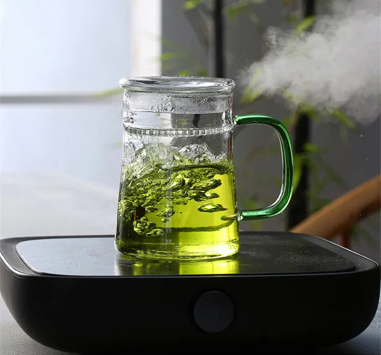 Heat-Resistant Glass Teacup with Filter