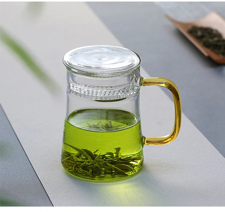 Heat-Resistant Glass Teacup with Filter