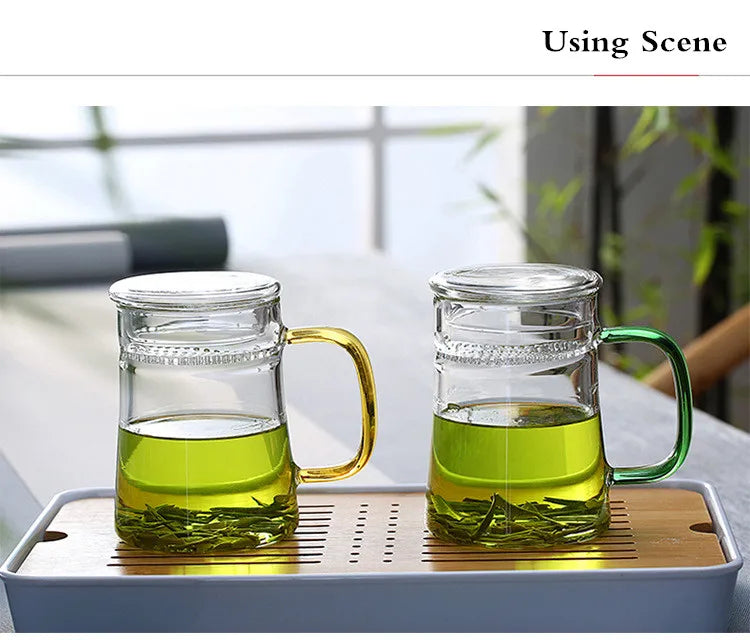 Heat-Resistant Glass Teacup with Filter