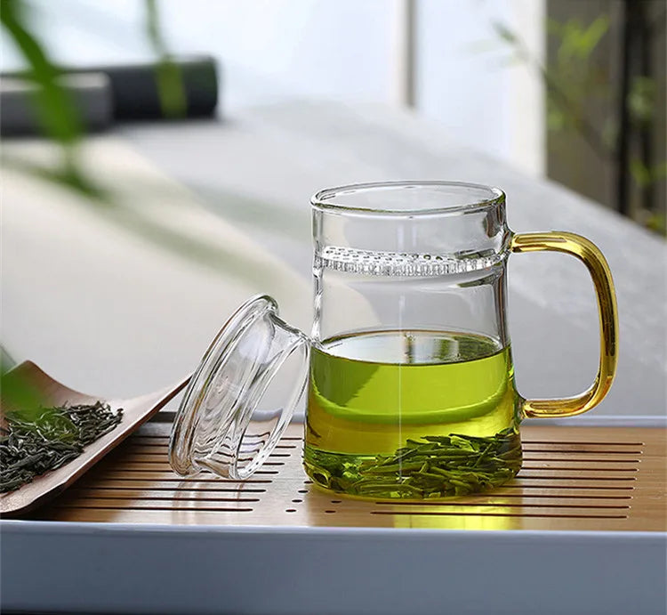 Heat-Resistant Glass Teacup with Filter