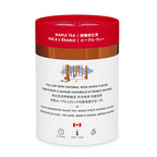 Maple tea packaging with red and white design on a white background