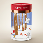 M21 Luxury Tea Maple Tea packaging with winter scene design on a beige background