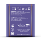 Nu-Tea Company tea package with branding and certification logos on a white background