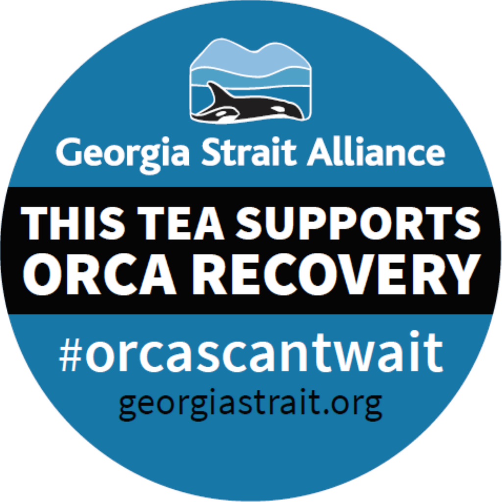 Georgia Strait Alliance sticker supporting orca recovery with a whale icon.