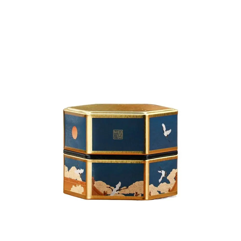 Hexagonal Tea Box Tinplate Tea Storage Tank Small Portable Sealed