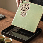 Kiln Transformation Kung Fu Tea Set Green Teapot Teacup Side Handle