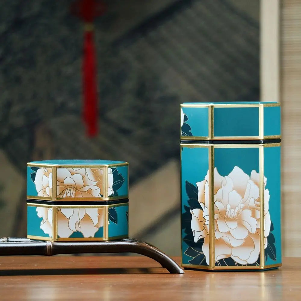 Hexagonal Tea Box Tinplate Tea Storage Tank Small Portable Sealed