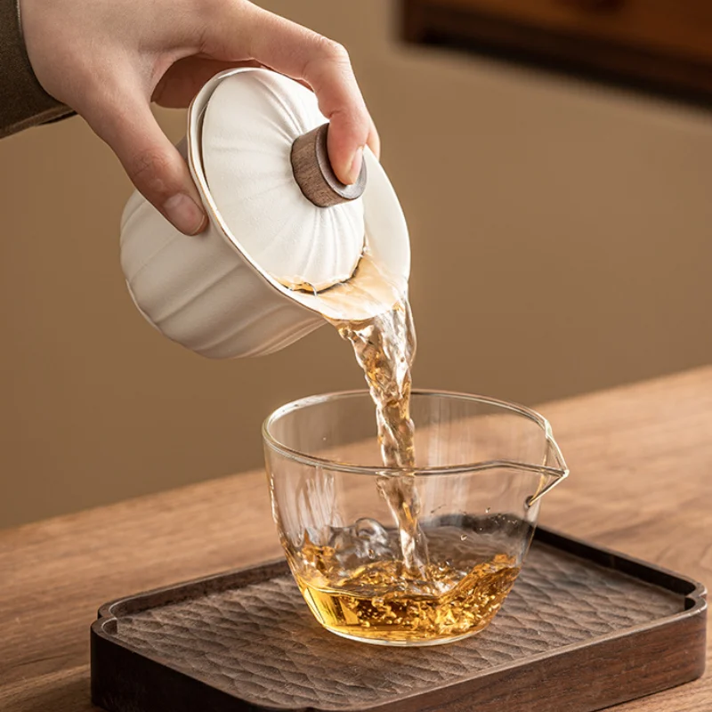 Glass Ceramic Travel Tea Set Portable Outdoor Teas  One Pot Two Cups Teas