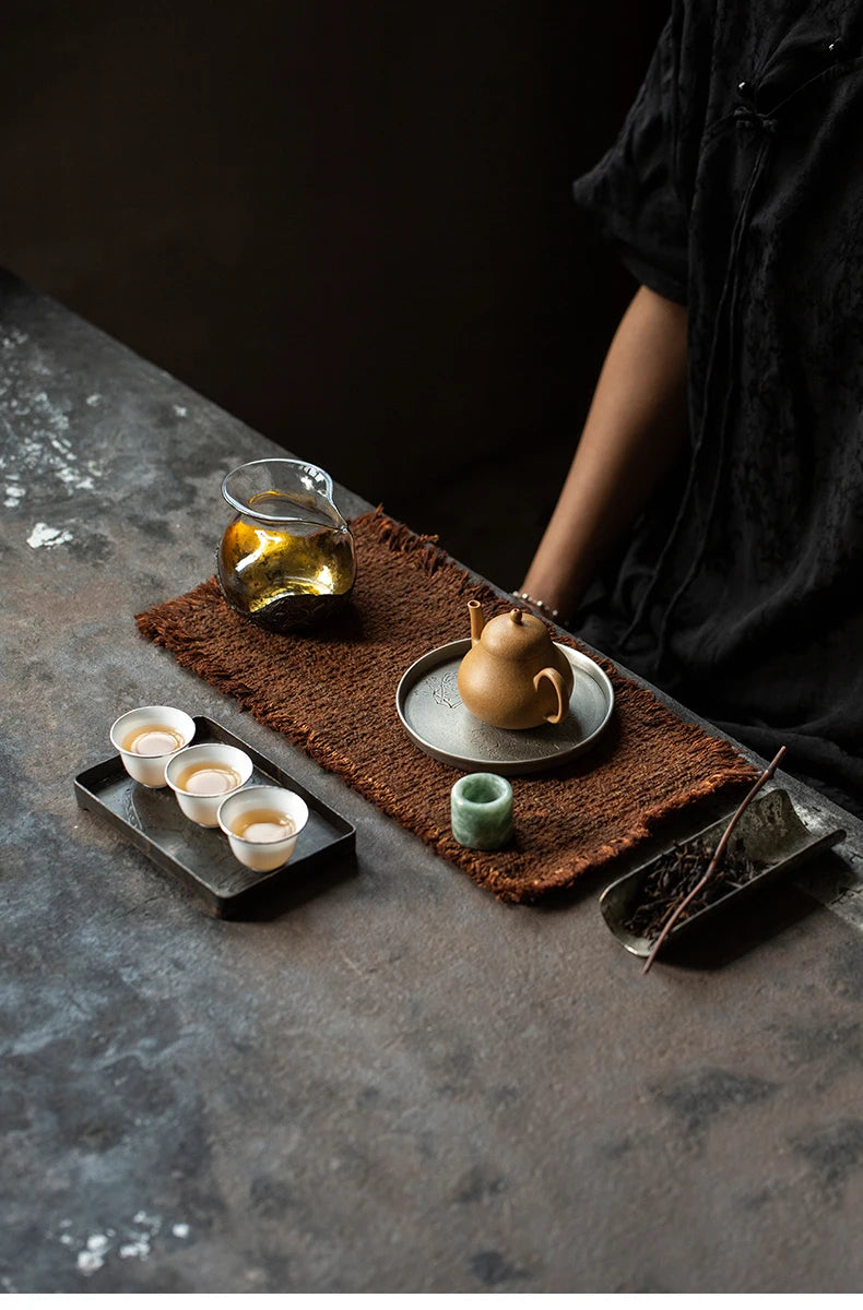 Tea mat, pure handmade table runner, pure cotton, thick coarse dry soaking