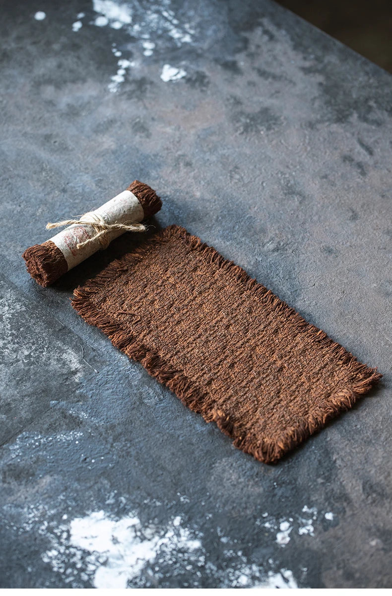 Tea mat, pure handmade table runner, pure cotton, thick coarse dry soaking