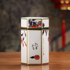 Hexagonal Tea Box Tinplate Tea Storage Tank Small Portable Sealed