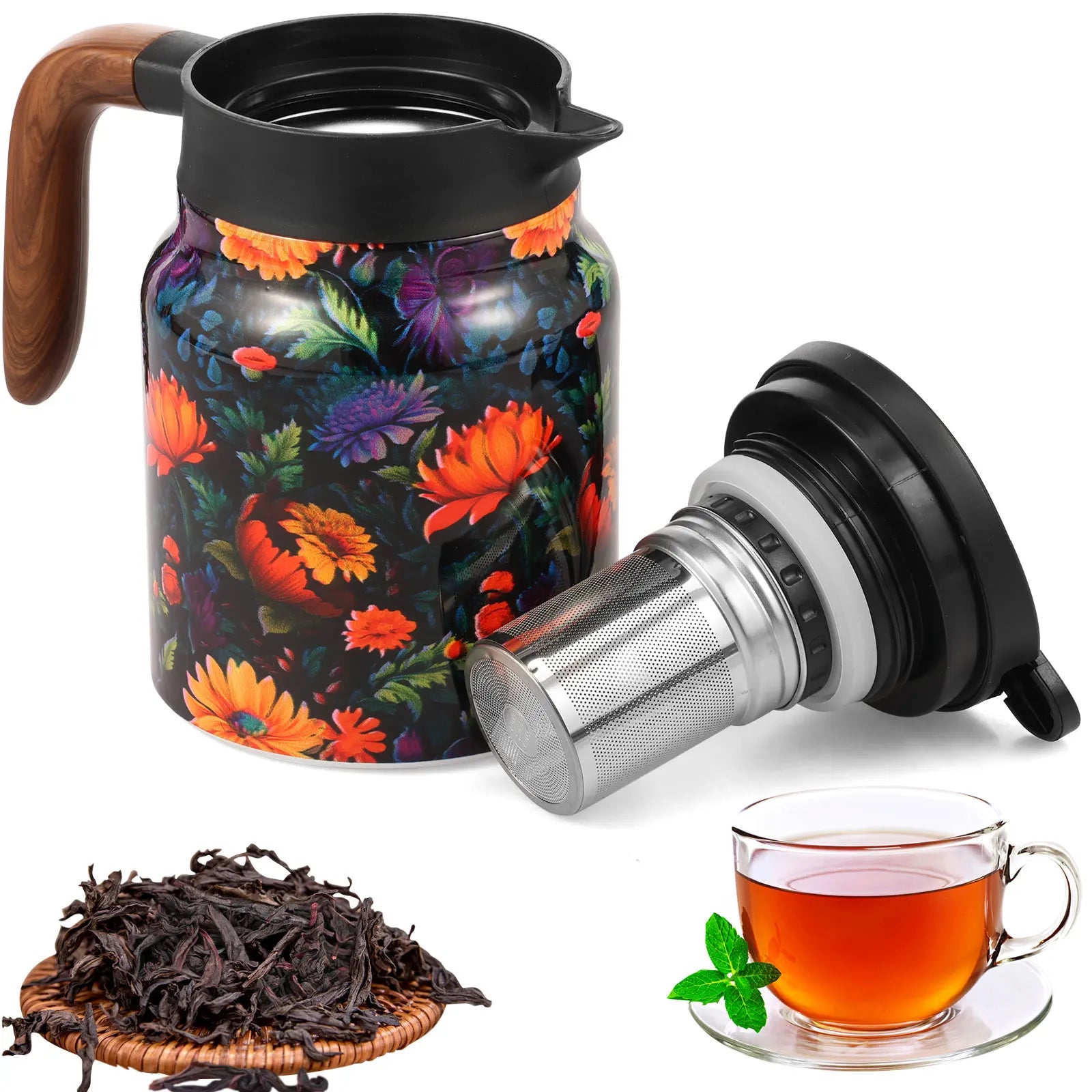 800/1000 ML Thermal Teapot Stainless Steel Insulated Tea Pot with Infuser