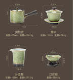 Kiln Transformation Kung Fu Tea Set Green Teapot Teacup Side Handle