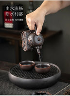 Purple Pottery Teapot Vintage Tea Infuser Pot Tea Soaking Kettle With Strainer Set