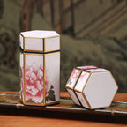 Hexagonal Tea Box Tinplate Tea Storage Tank Small Portable Sealed