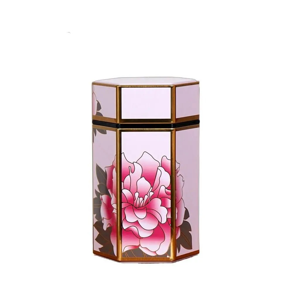 Hexagonal Tea Box Tinplate Tea Storage Tank Small Portable Sealed