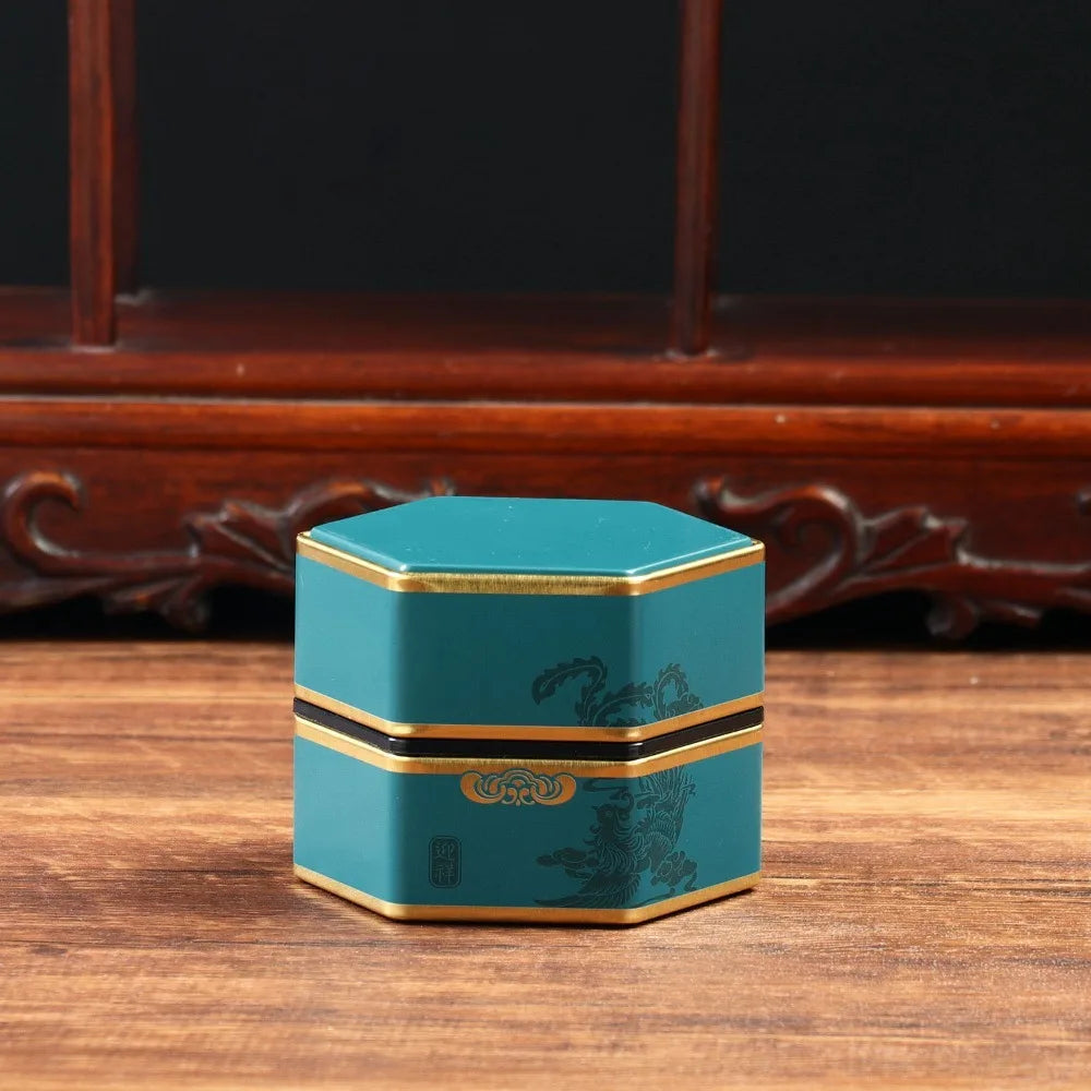Hexagonal Tea Box Tinplate Tea Storage Tank Small Portable Sealed