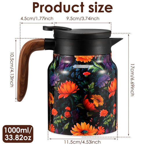 800/1000 ML Thermal Teapot Stainless Steel Insulated Tea Pot with Infuser