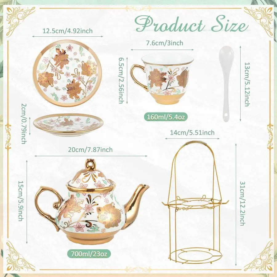 20pc Porcelain Tea Set with Holder