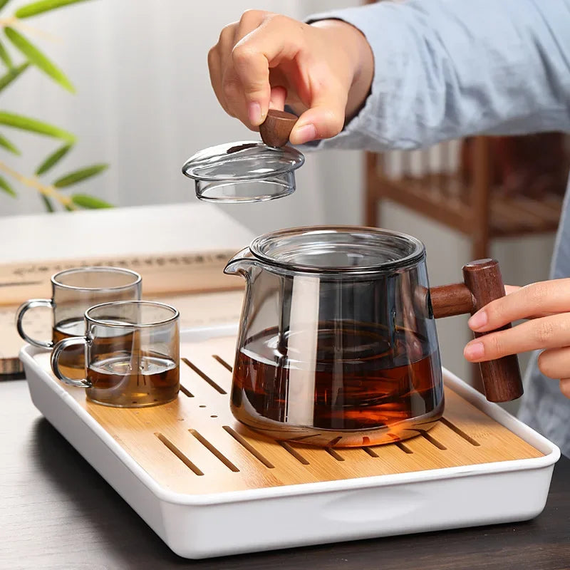 Hot Heat Resistant Glass Teapot With Stainless Steel Infuser