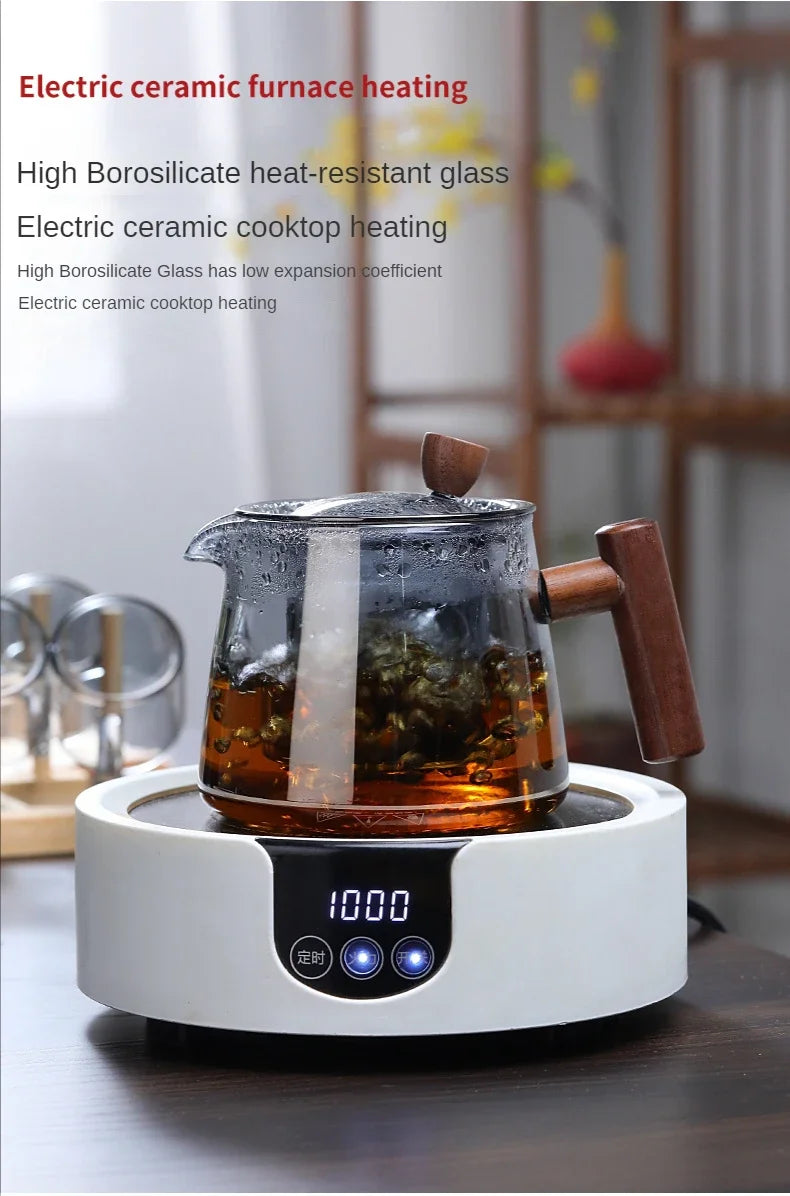 Hot Heat Resistant Glass Teapot With Stainless Steel Infuser