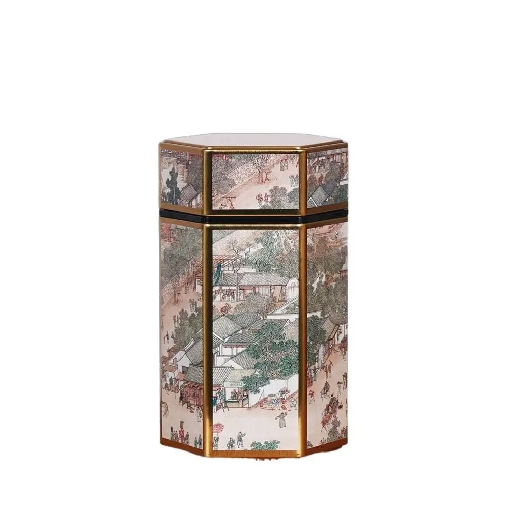 Hexagonal Tea Box Tinplate Tea Storage Tank Small Portable Sealed