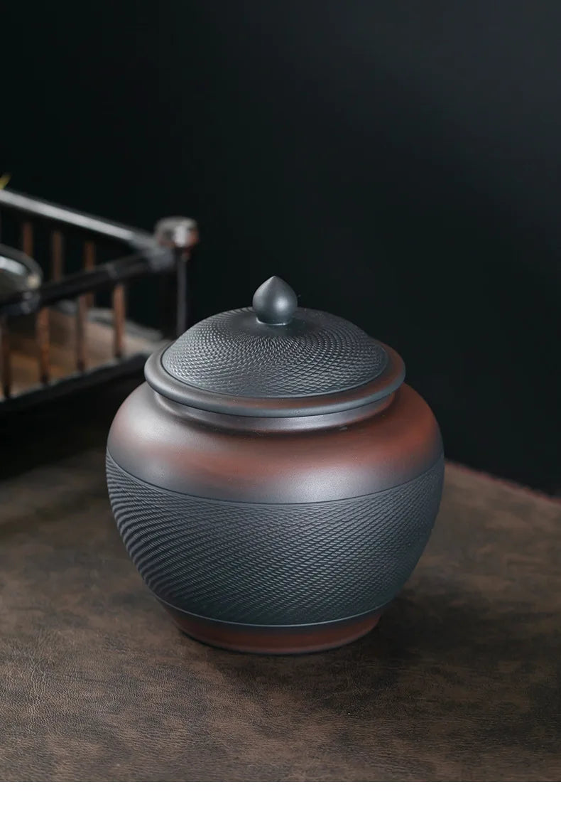 Porcelain Purple pottery tea can Sealed moisture-proof jar ceramic