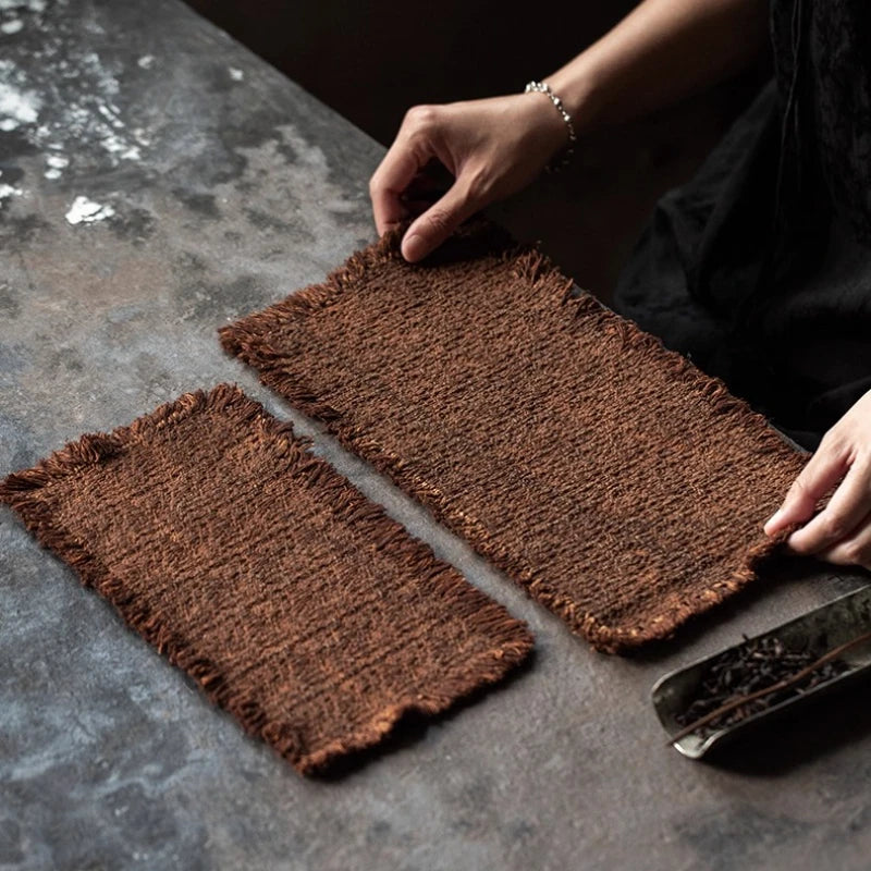 Tea mat, pure handmade table runner, pure cotton, thick coarse dry soaking
