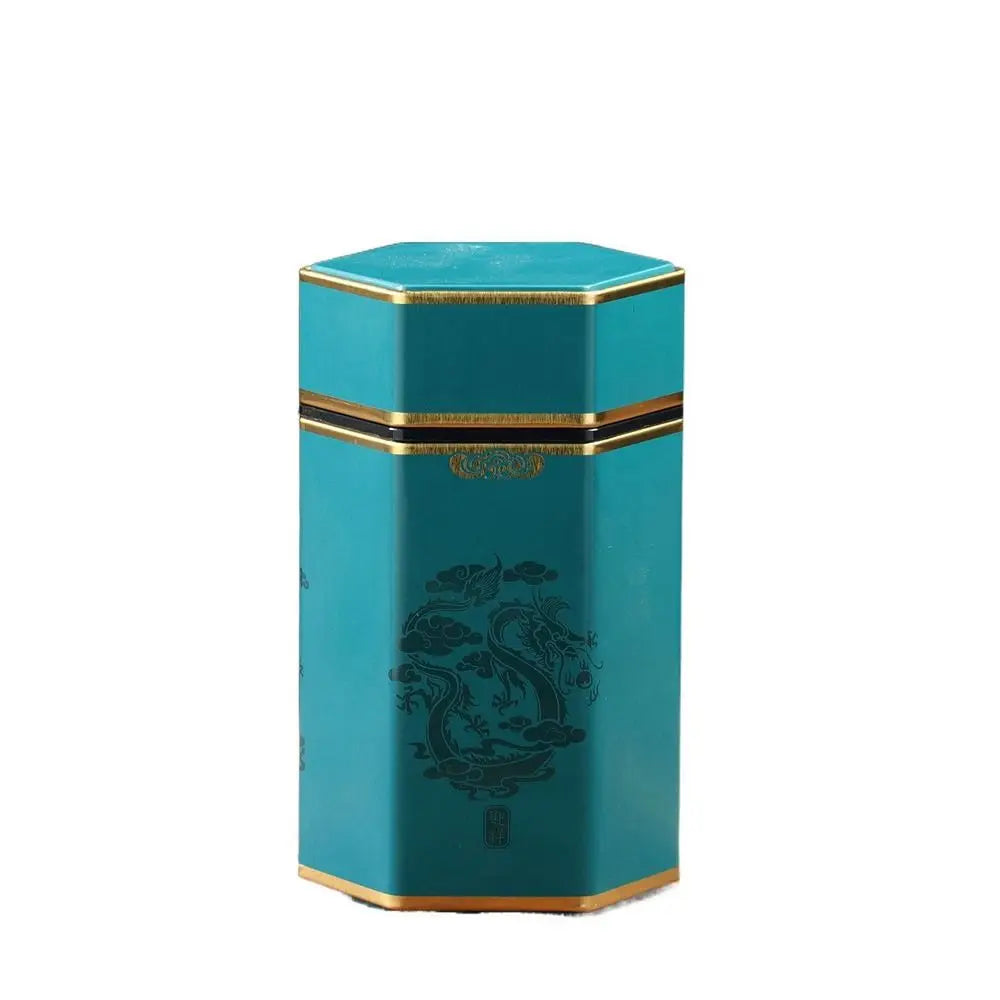 Hexagonal Tea Box Tinplate Tea Storage Tank Small Portable Sealed