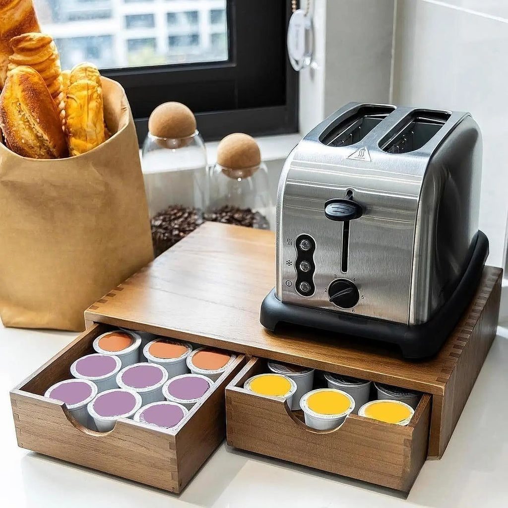 Tea and Coffee Organizer Coffee Capsule Drawer with 2 Drawers
