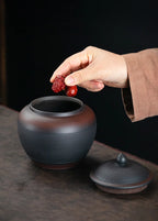 Porcelain Purple pottery tea can Sealed moisture-proof jar ceramic