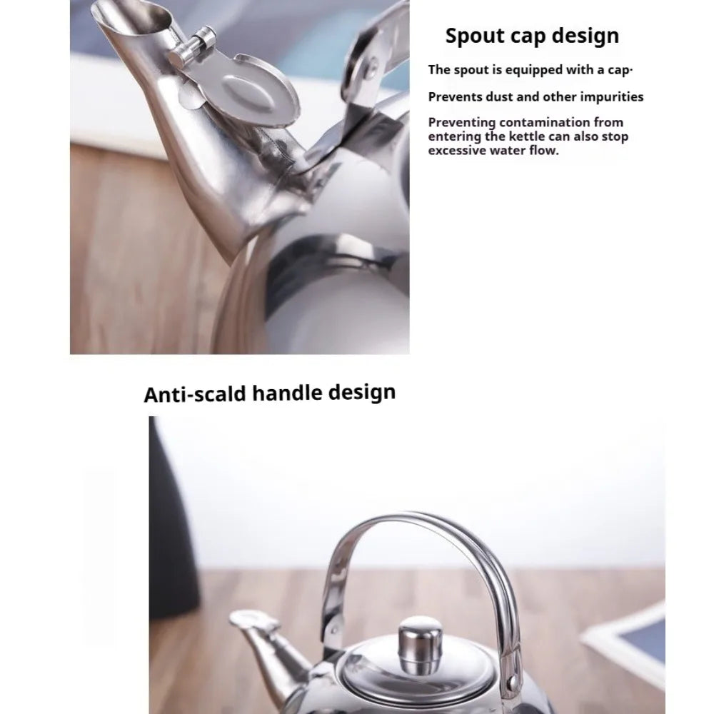 Teapot with Infuser Stainless Steel Tea Kettle Coffee Pot Portable Loose Leaf Hot Water Pot