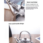 Teapot with Infuser Stainless Steel Tea Kettle Coffee Pot Portable Loose Leaf Hot Water Pot