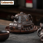 Purple Pottery Teapot Vintage Tea Infuser Pot Tea Soaking Kettle With Strainer Set