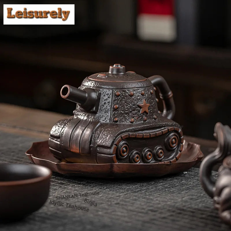 Purple Pottery Teapot Vintage Tea Infuser Pot Tea Soaking Kettle With Strainer Set