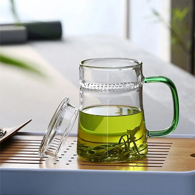 Heat-Resistant Glass Teacup with Filter