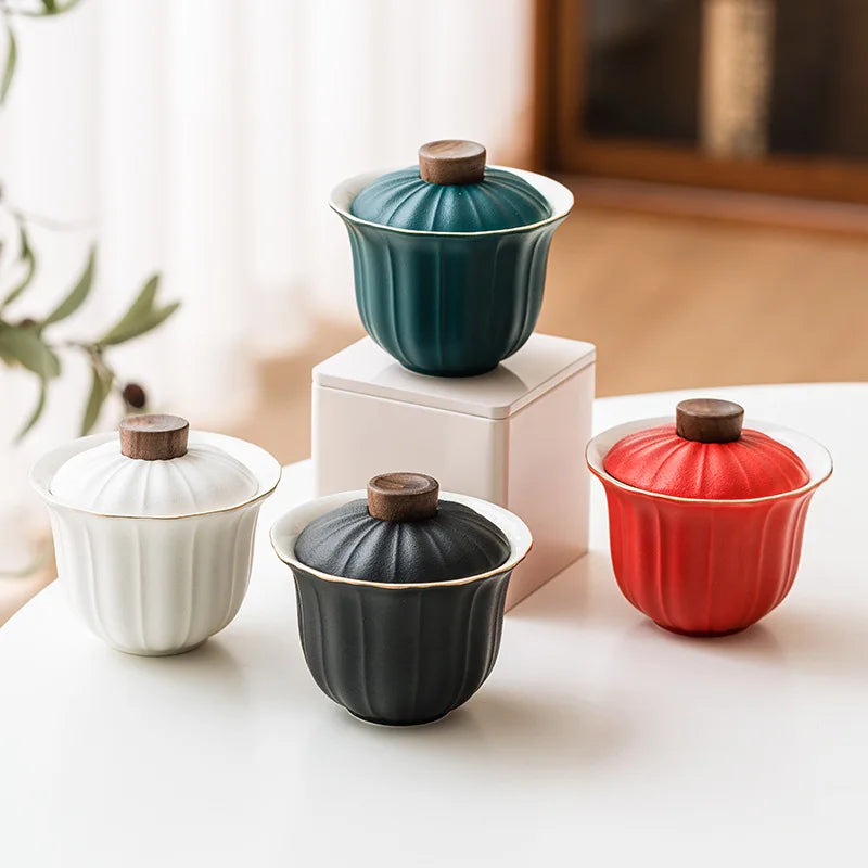 Glass Ceramic Travel Tea Set Portable Outdoor Teas  One Pot Two Cups Teas