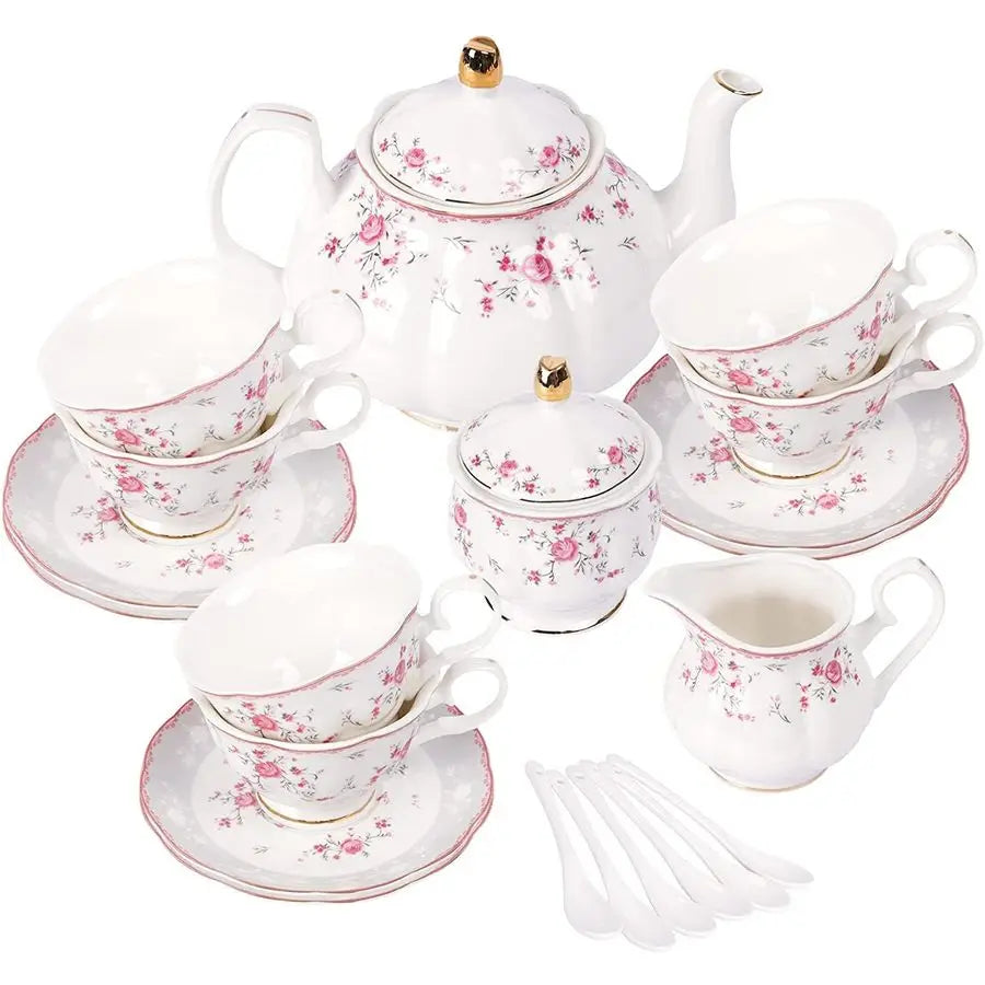 Vintage Pink Rose Tea Set
