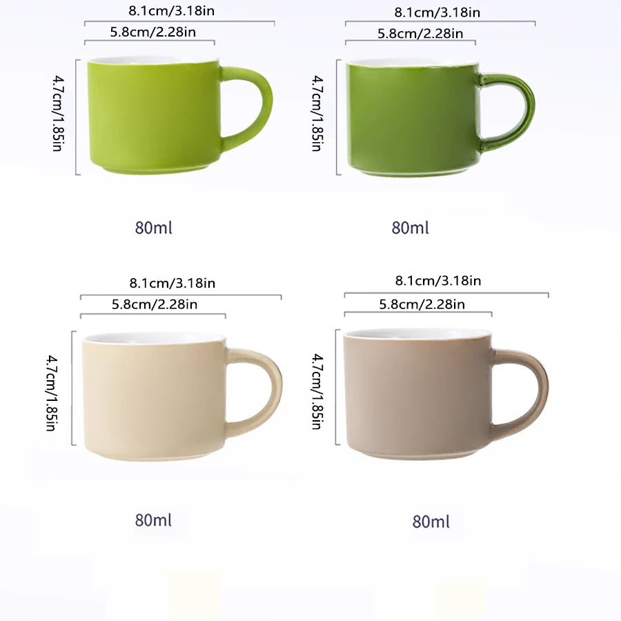 Small Ceramic Coffee Mug Set of 5, Milk and Tea Set , 2.7oz Mug for Tea