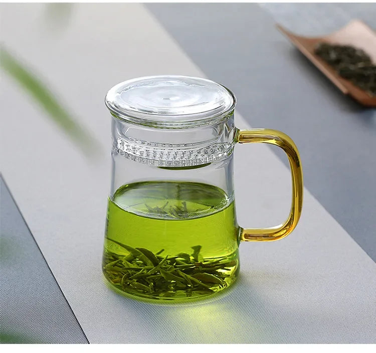 Heat-Resistant Glass Teacup with Filter