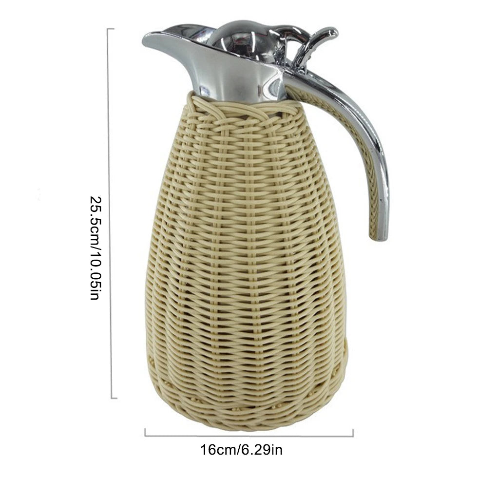 Serve Tea In Style Elegant Rattan Thermos Tea Carafe